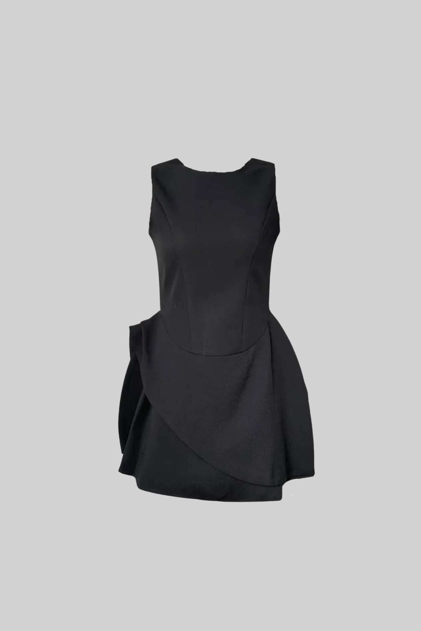 Contemporary Sleeveless Dress With Fitted Bodice And Asymmetrical Skirt - Black